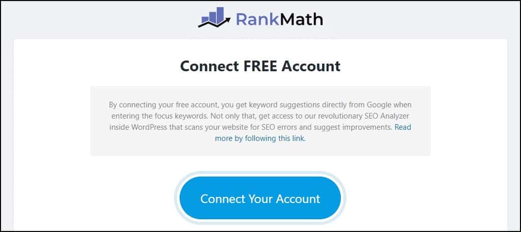Kết nối với tài khoản RankMath SEO