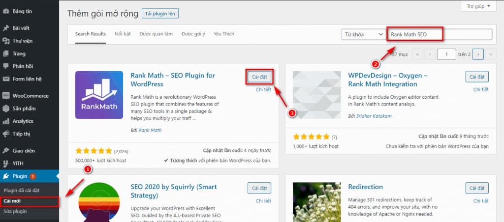 Cài đặt Plugin Rank Math SEO vào website WordPress 