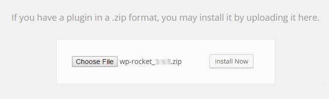 Upload plugin WP Rocket